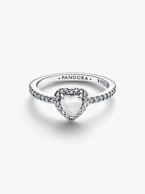 Pandora Elevated White Heart Ring